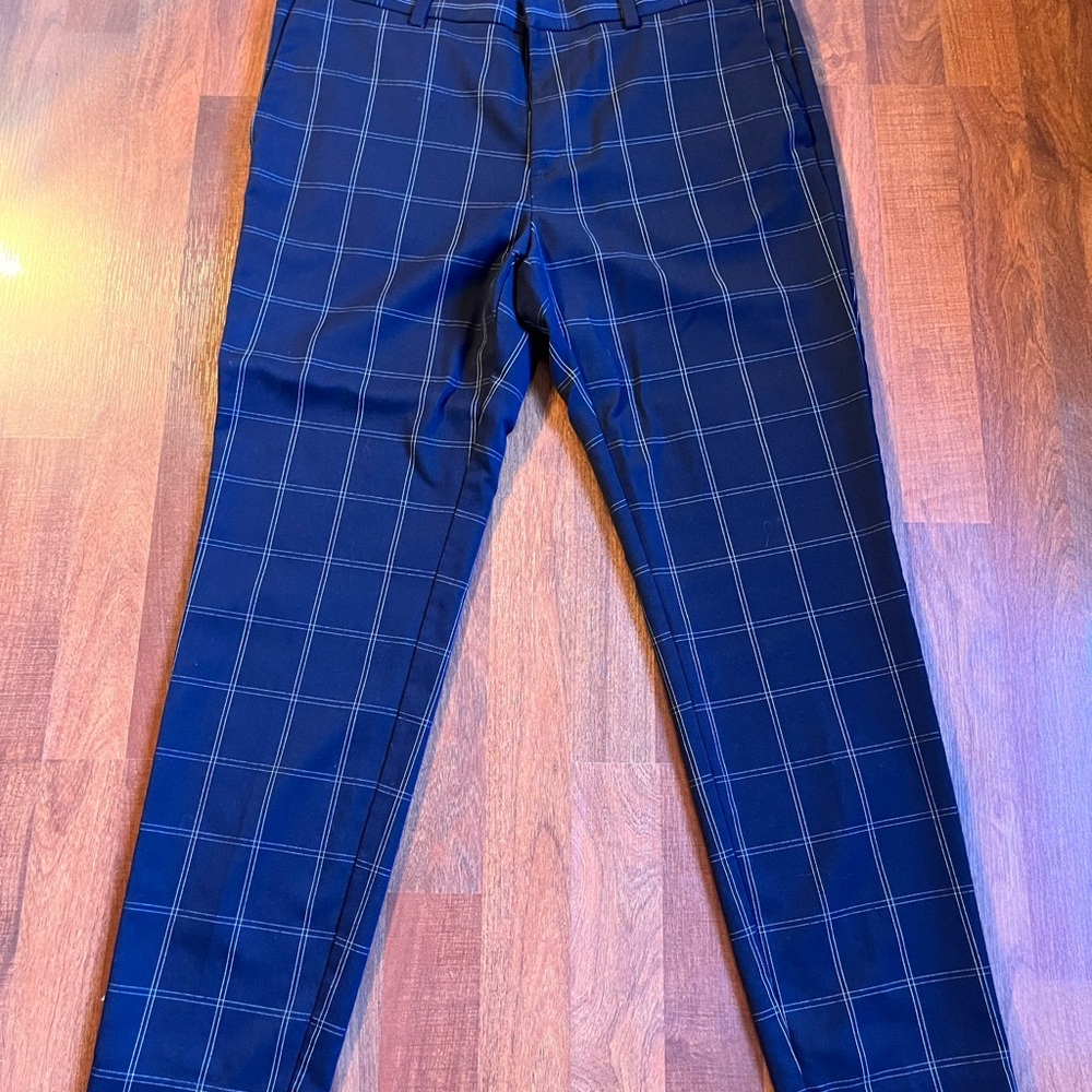 H&M Men's Navy Plaid Dress Pants